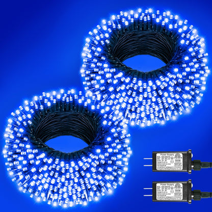 Blue and White Christmas Lights, 100 ft