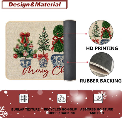 Chinoiserie Christmas Doormat, 17 x 29 Inch