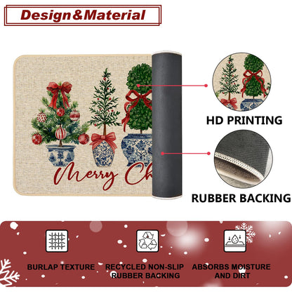 Chinoiserie Christmas Doormat, 17 x 29 Inch