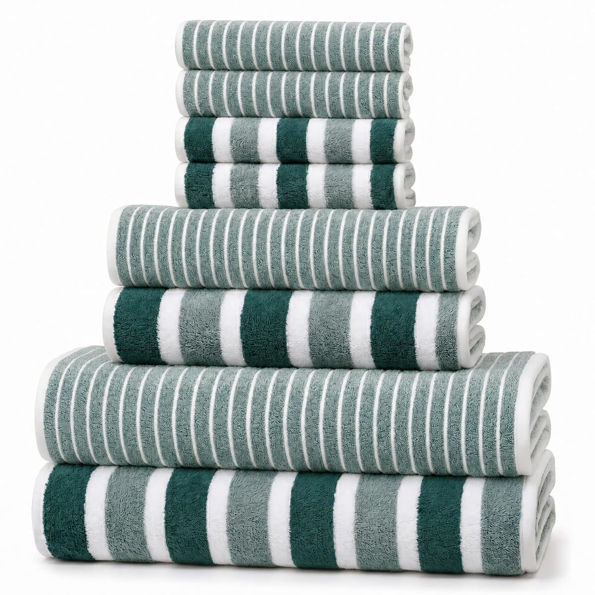 Striped Bath Towel Set, 8 Piece