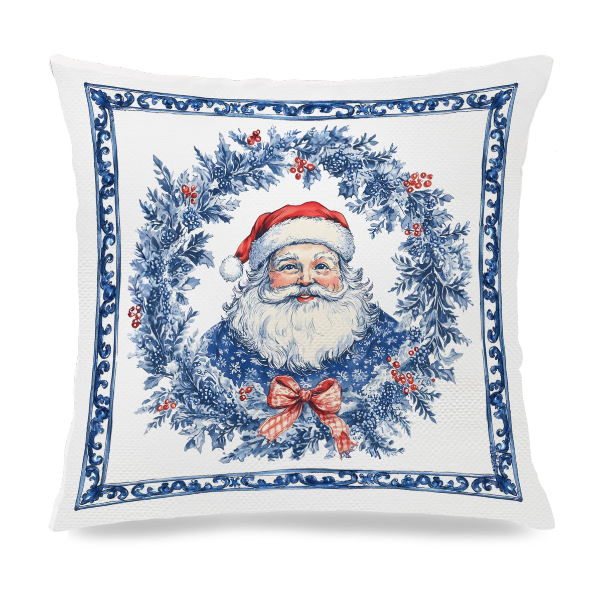 Blue Christmas Toile Pillow Covers, 18x18, Set of 2