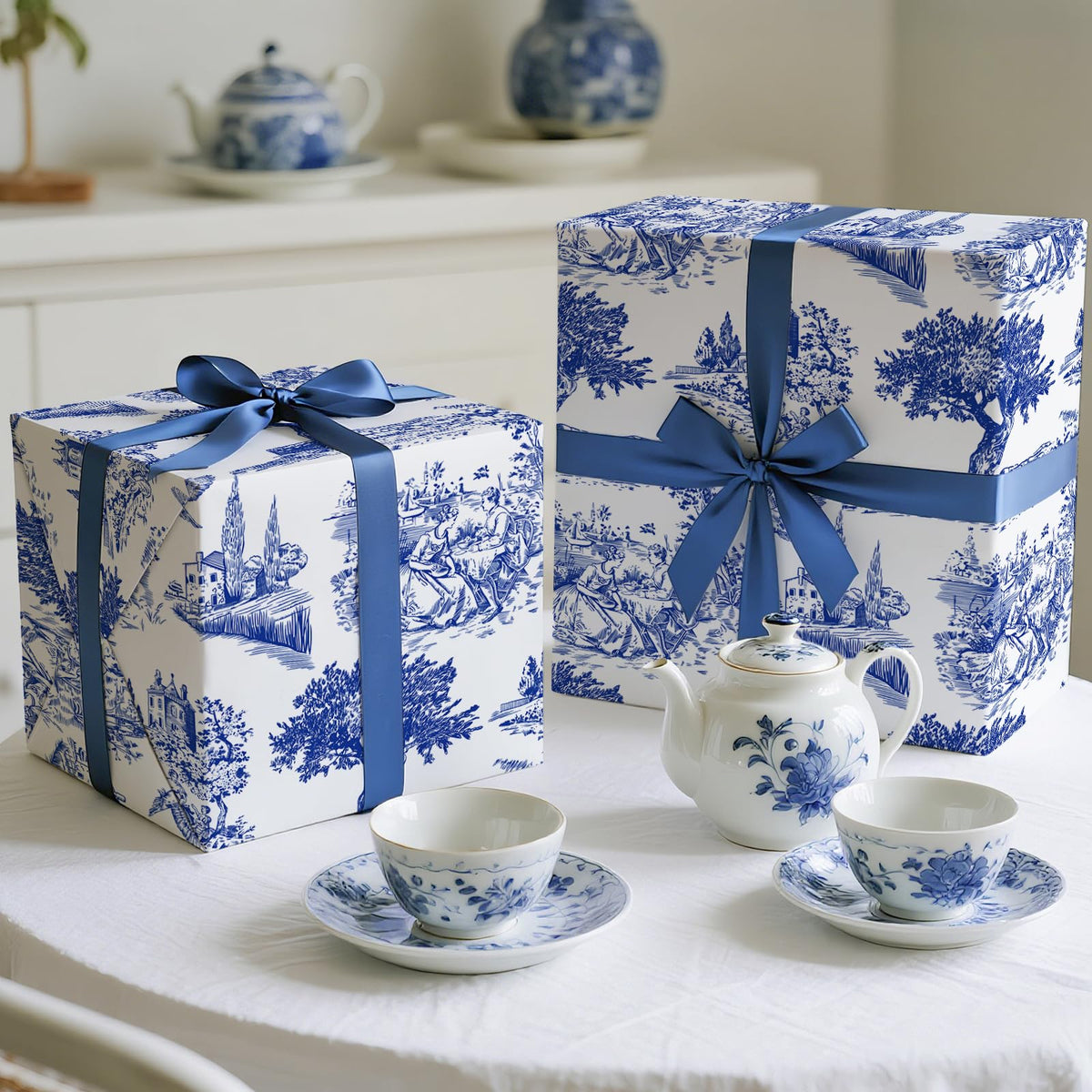 Reversible Toile Christmas Wrapping Paper