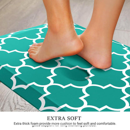 Blue Cushioned Anti-Fatigue Kitchen Mat