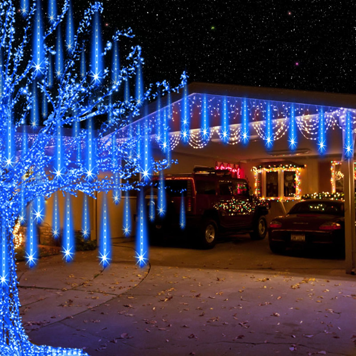 Aukora Blue Meteor Shower Lights