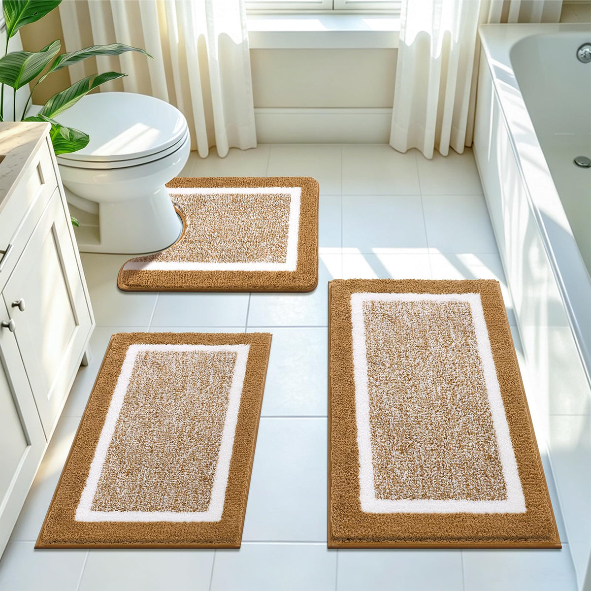 Shaggy Microfiber Bath Rug Set, 3 Piece
