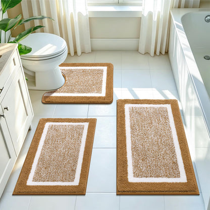 Shaggy Microfiber Bath Rug Set, 3 Piece