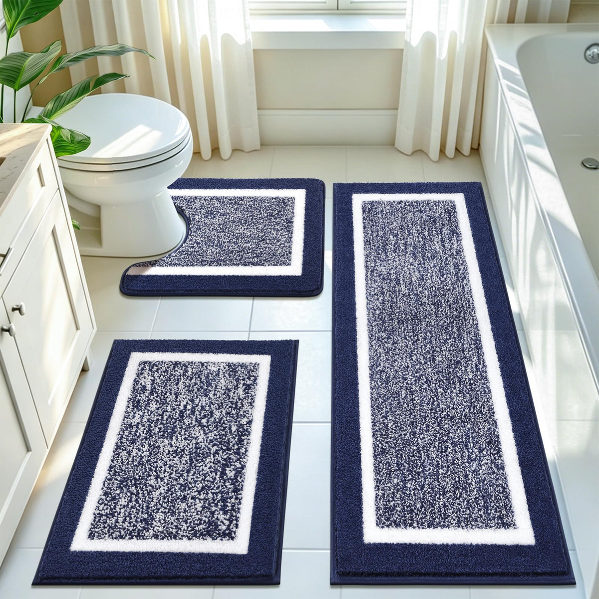 Shaggy Microfiber Bath Rug Set, 3 Piece