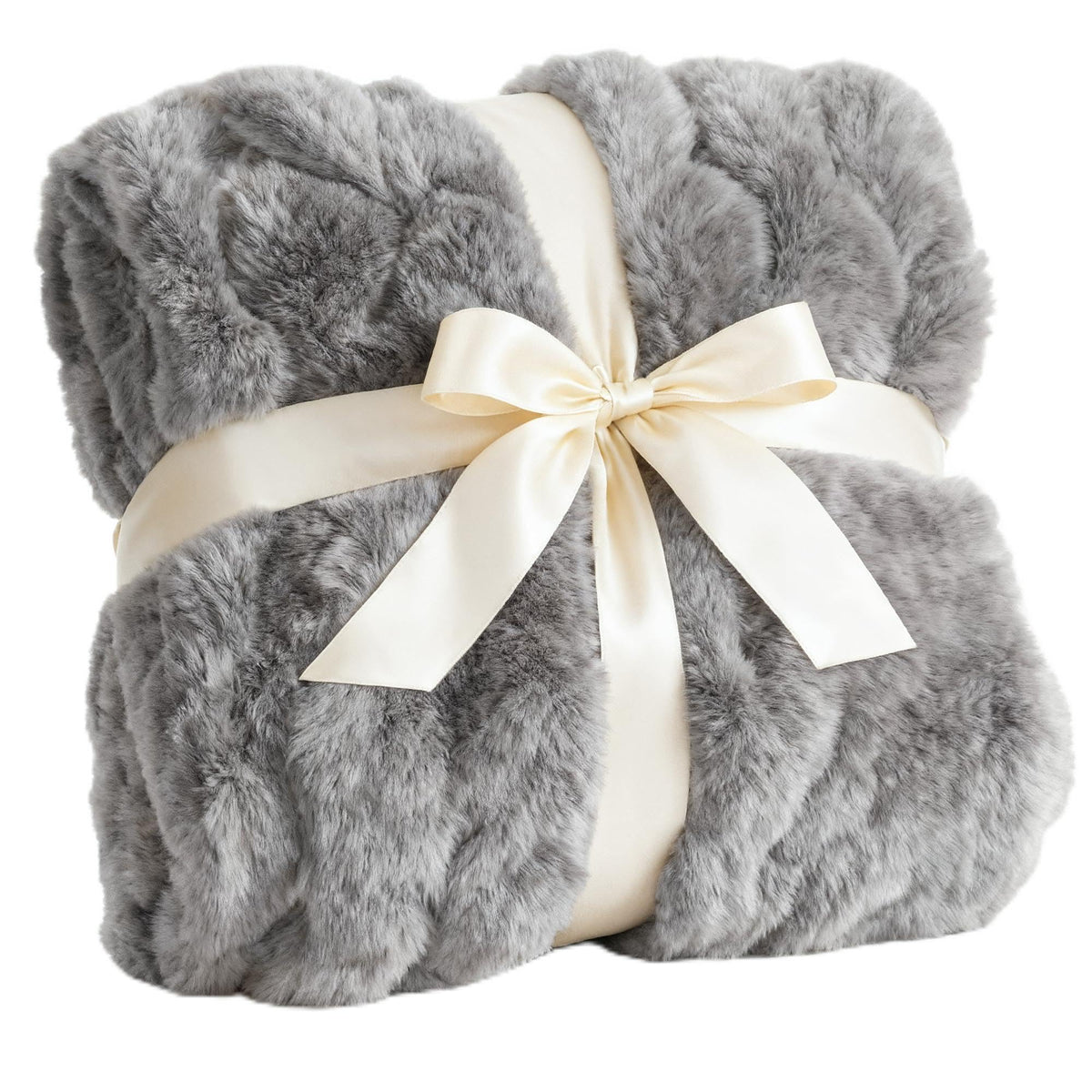 Faux Fur Bubble Throw Blanket, 50 x 60 Inch