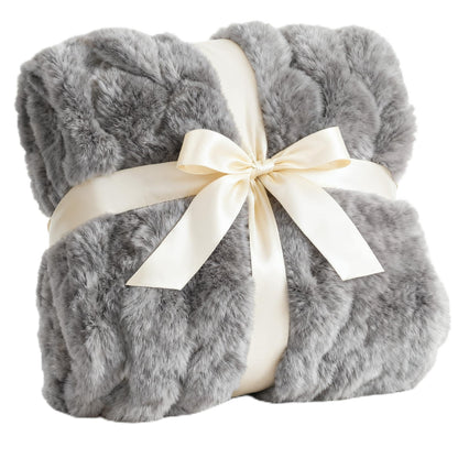 Faux Fur Bubble Throw Blanket, 50 x 60 Inch