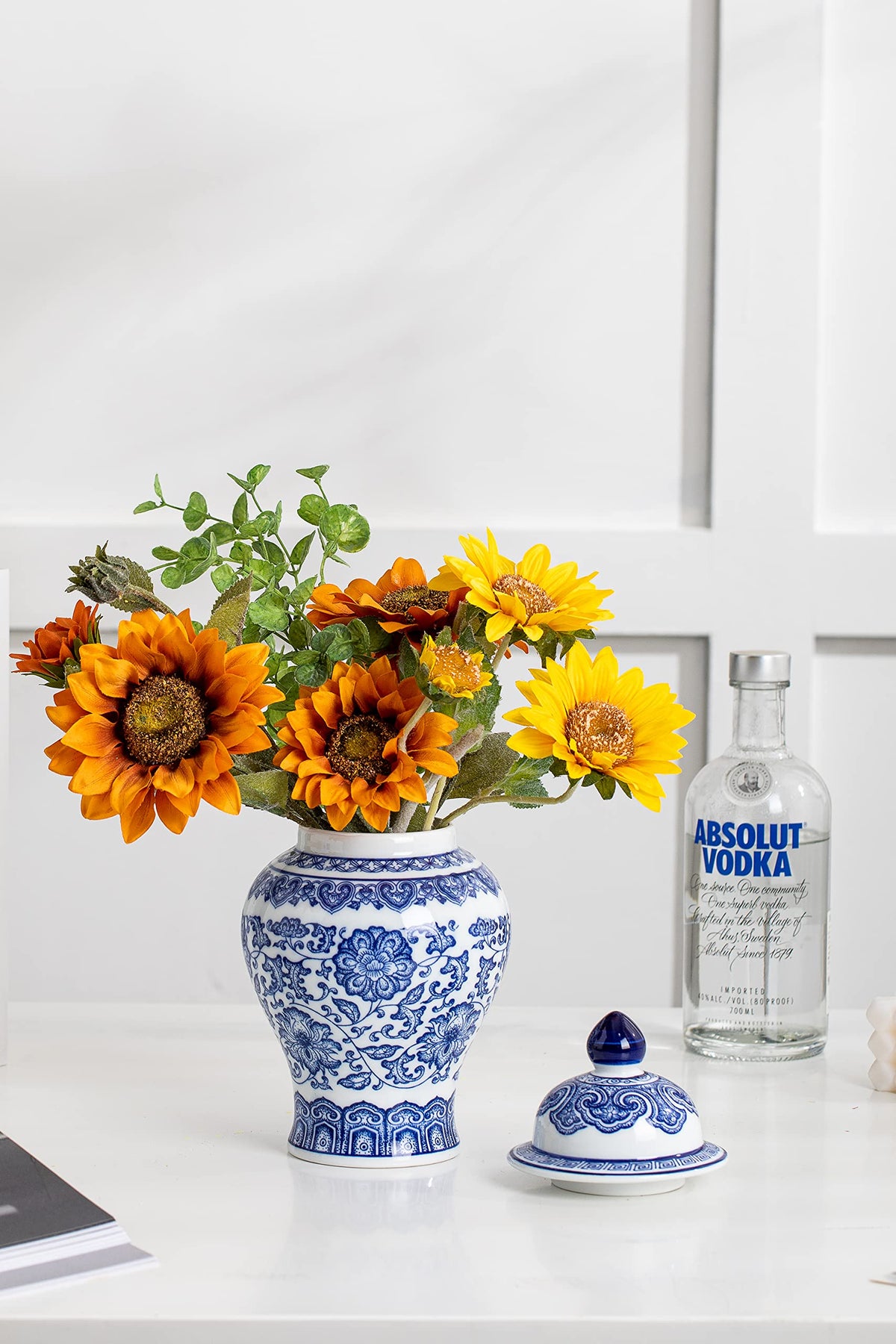 Blue and White Ginger Jar, 9.8 or 15 Inch