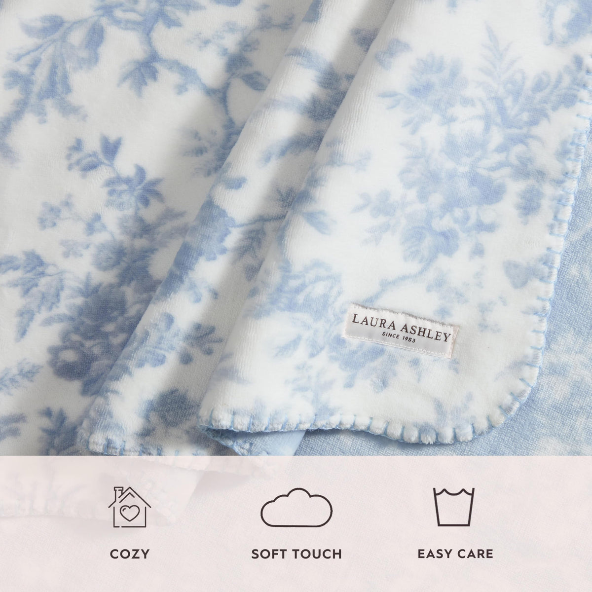 Laura Ashley Reversible Plush Throw, 50x70