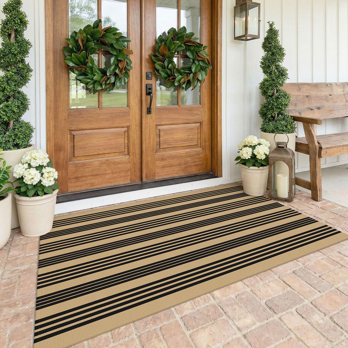 Navy and White Striped Cotton Rug, 28x43