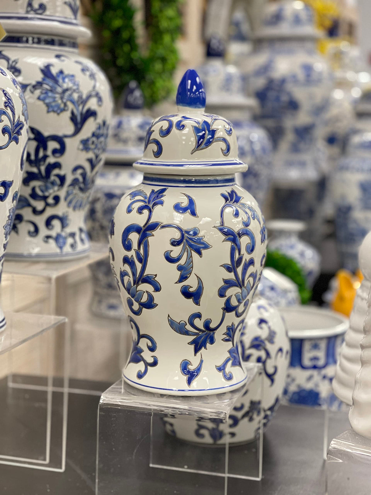 Blue and White Chinoiserie Ginger Jar, 12 or 14 Inch