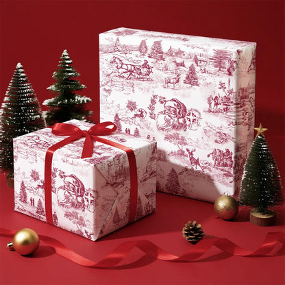 Blue Toile Christmas Wrapping Paper