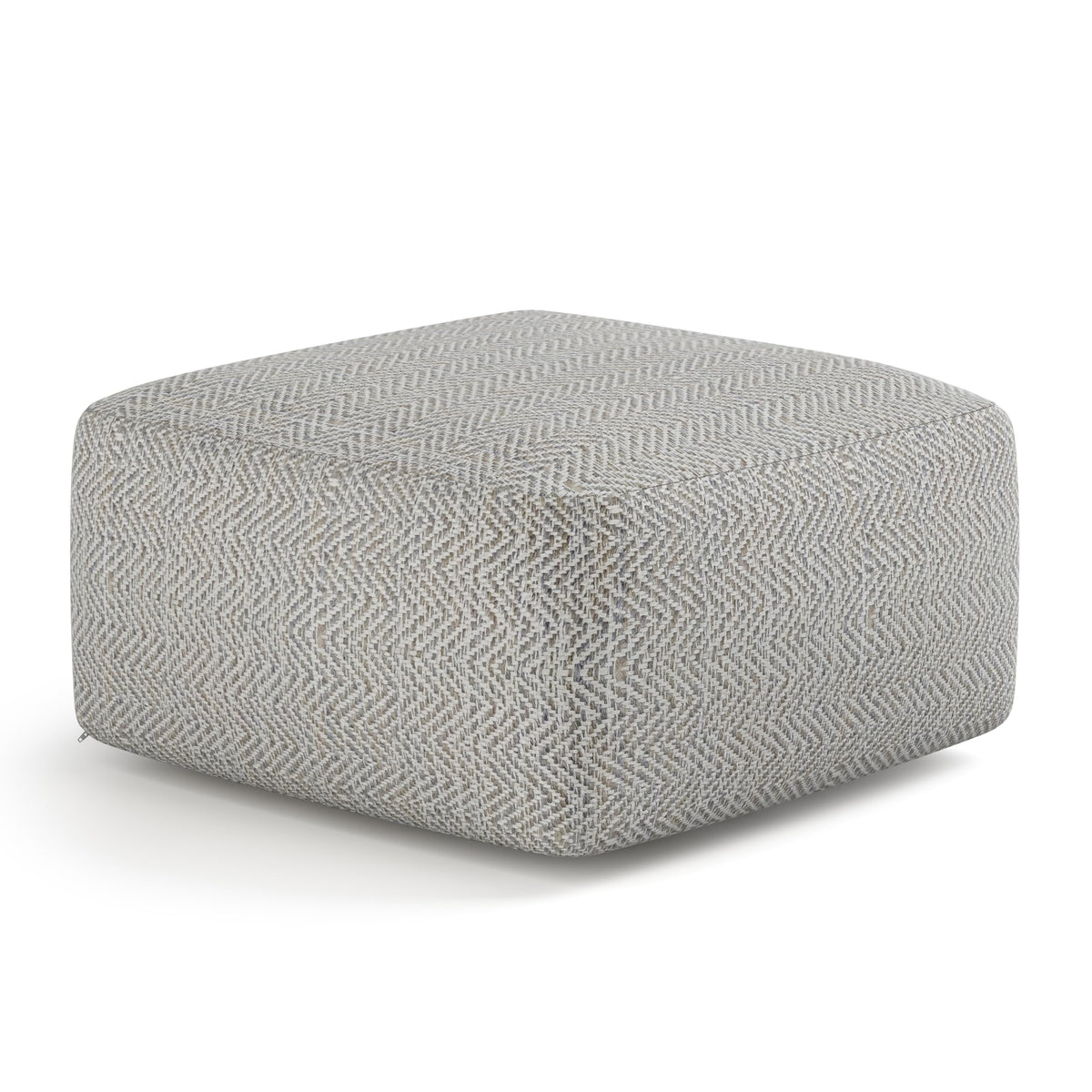 Simpli Home Cowan Blue Wool Square Pouf