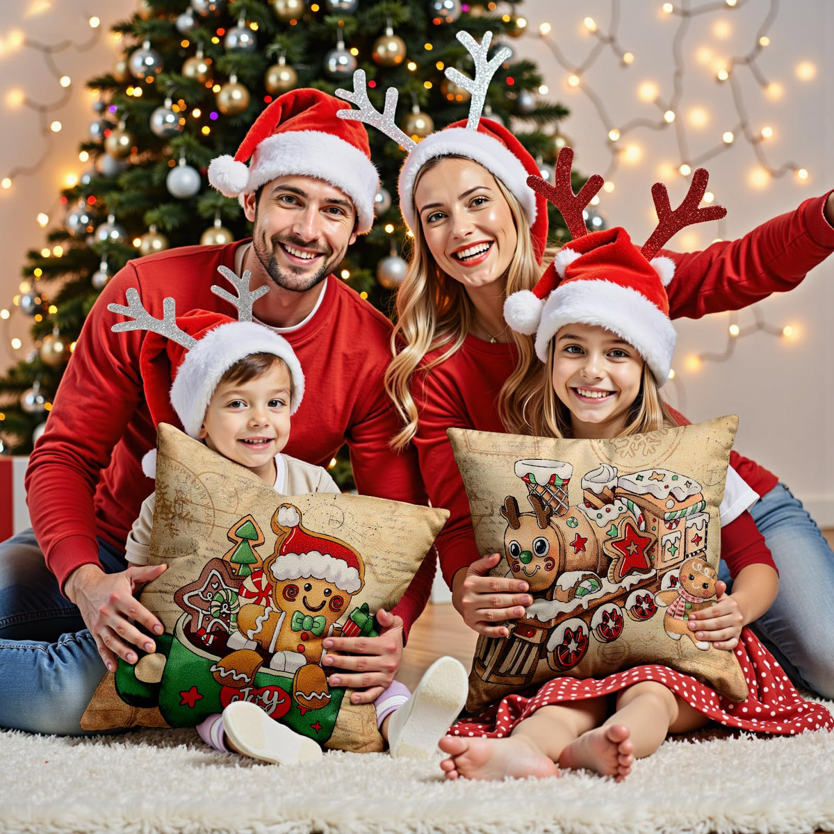 Navy Velvet Christmas Pillow Covers, Set of 4