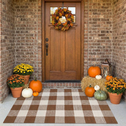 Blue Buffalo Plaid Outdoor Rug, 27.5x43