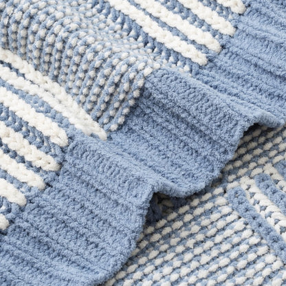 Checkered Knit Throw Blanket, Blue, 50 x 60 Inch
