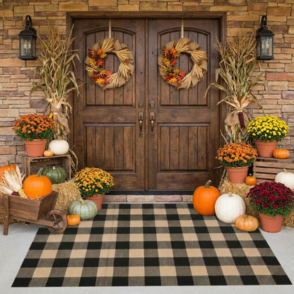 Blue Buffalo Plaid Outdoor Rug, 27.5x43