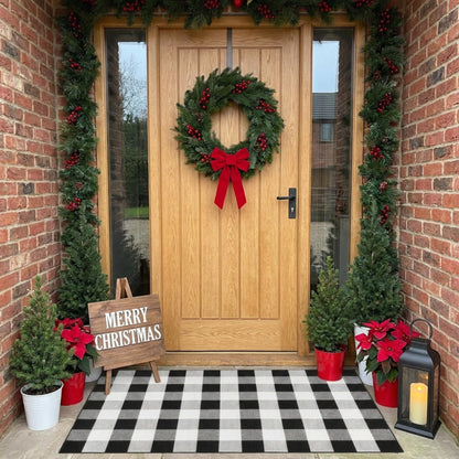 SEEKSEE Blue Buffalo Plaid Porch Rug, 27.5x43