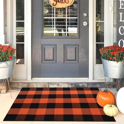 Blue Buffalo Plaid Outdoor Rug, 27.5x43