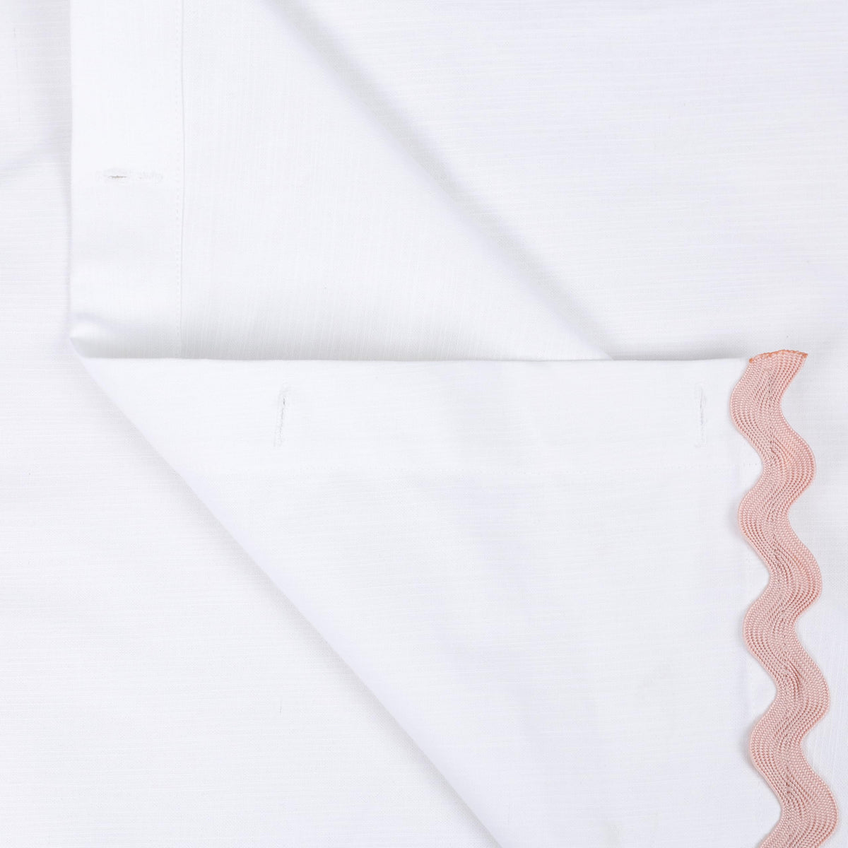 Scalloped Cotton Shower Curtain, White and Blue