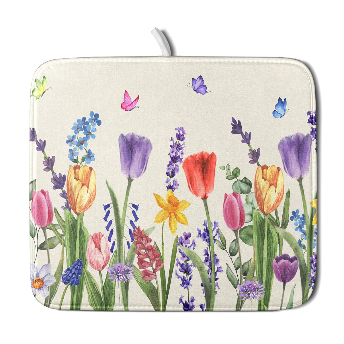 Blue Chinoiserie Floral Dish Drying Mat
