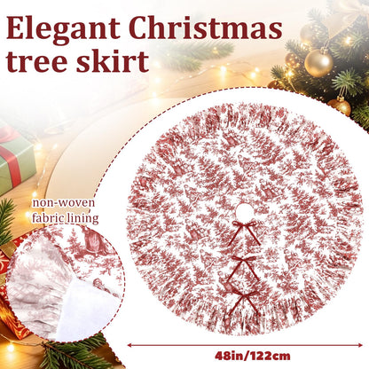 Blue Chinoiserie Christmas Tree Skirt, 48 Inch