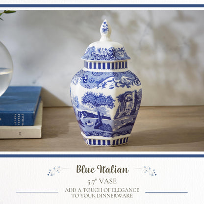 Spode Blue Italian Steccato Vase, 5.2 Inch