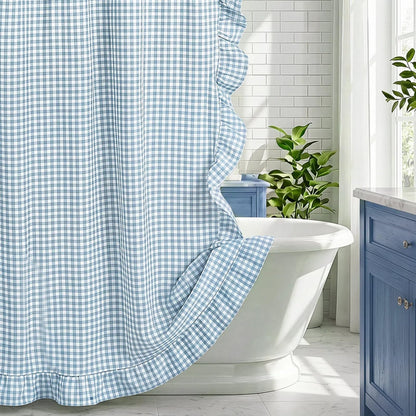 Ruffled Gingham Shower Curtain, 72 x 72