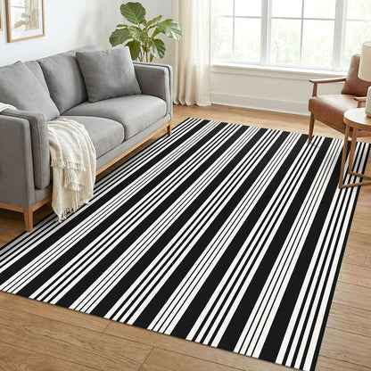 Navy and White Striped Cotton Rug, 28x43