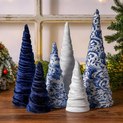 Chinoiserie Velvet Christmas Trees, Set of 6