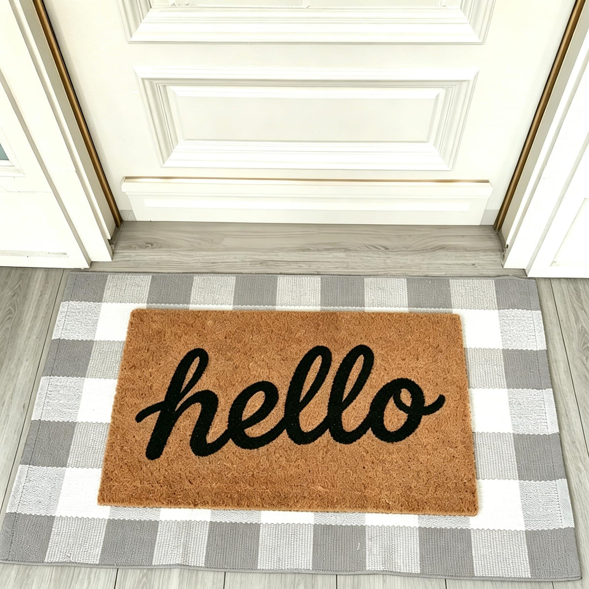 Blue Buffalo Plaid Outdoor Rug, 27.5x43