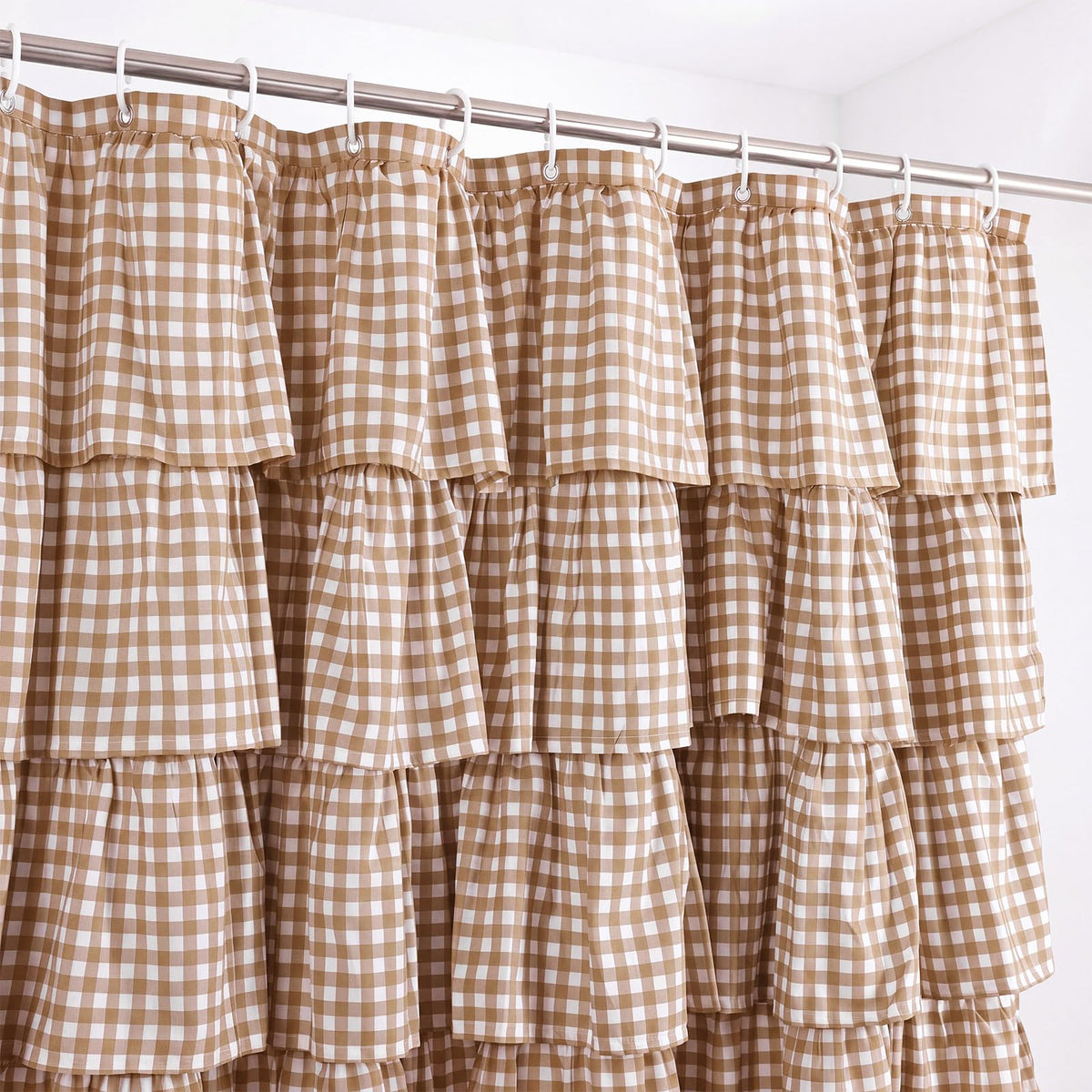 Ruffled Gingham Shower Curtain, 72 x 72