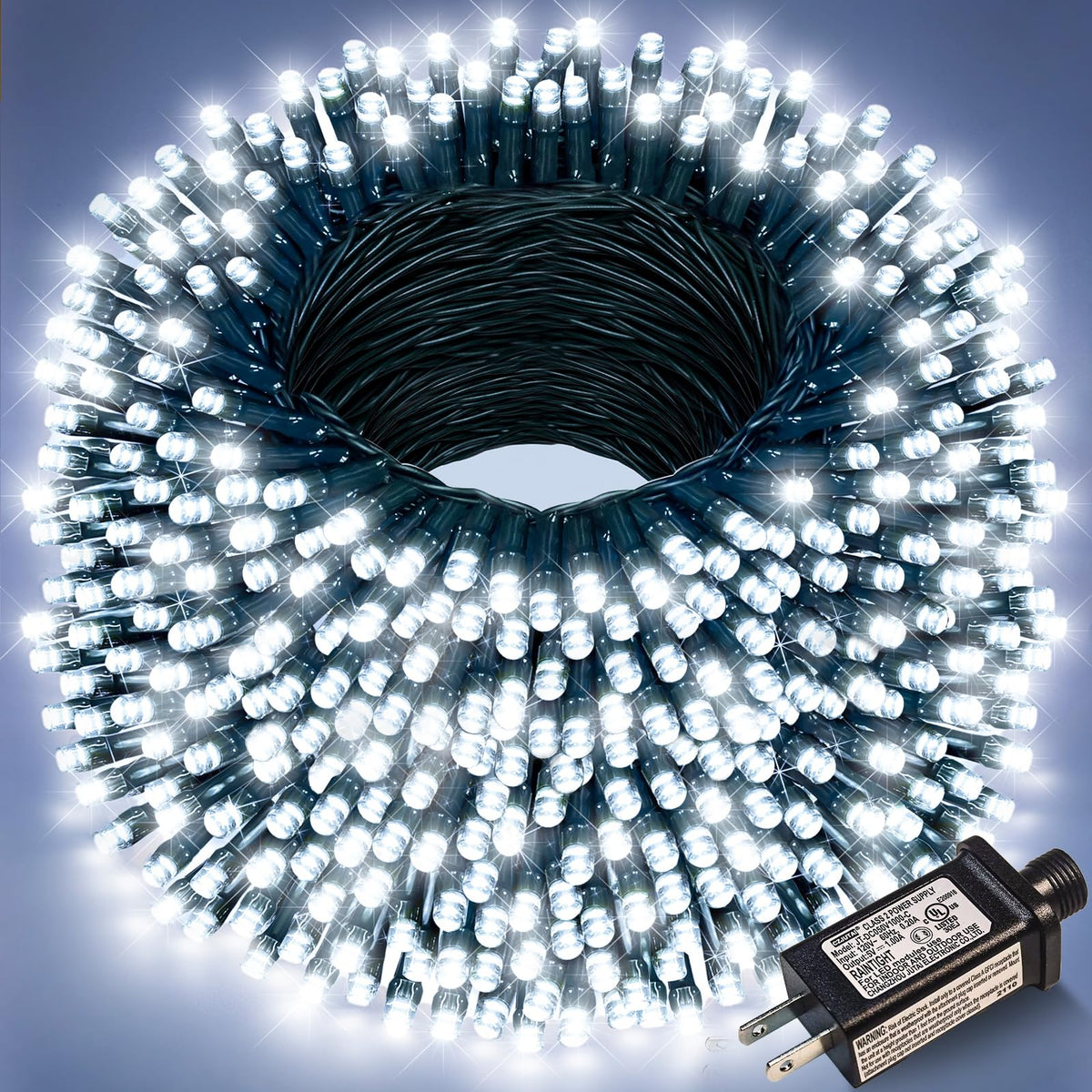 Blue and White Christmas Lights, 100 ft