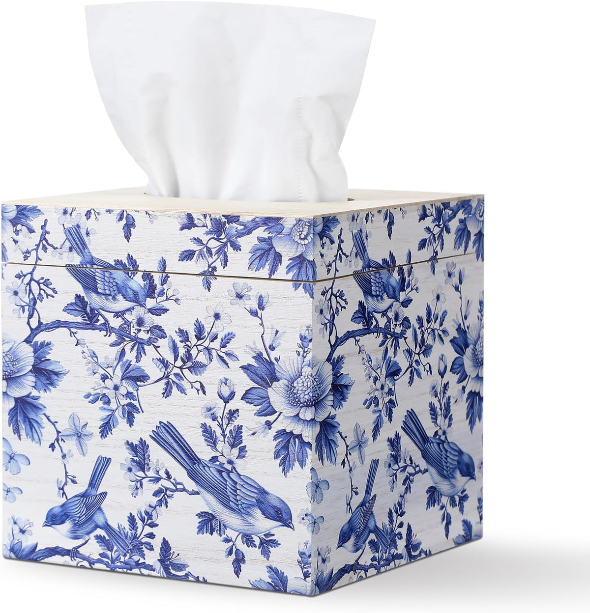 French Toile Tissue Box Cover, 6 Inch