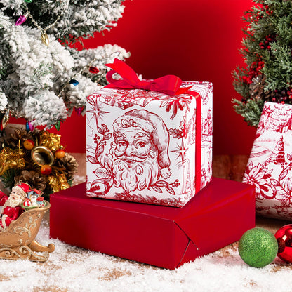 Reversible Toile Christmas Wrapping Paper