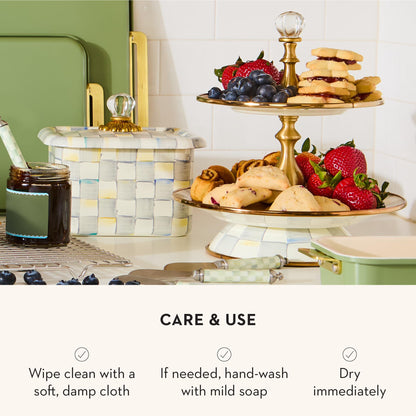 MacKenzie-Childs Two-Tier Sweet Stand, Royal Check