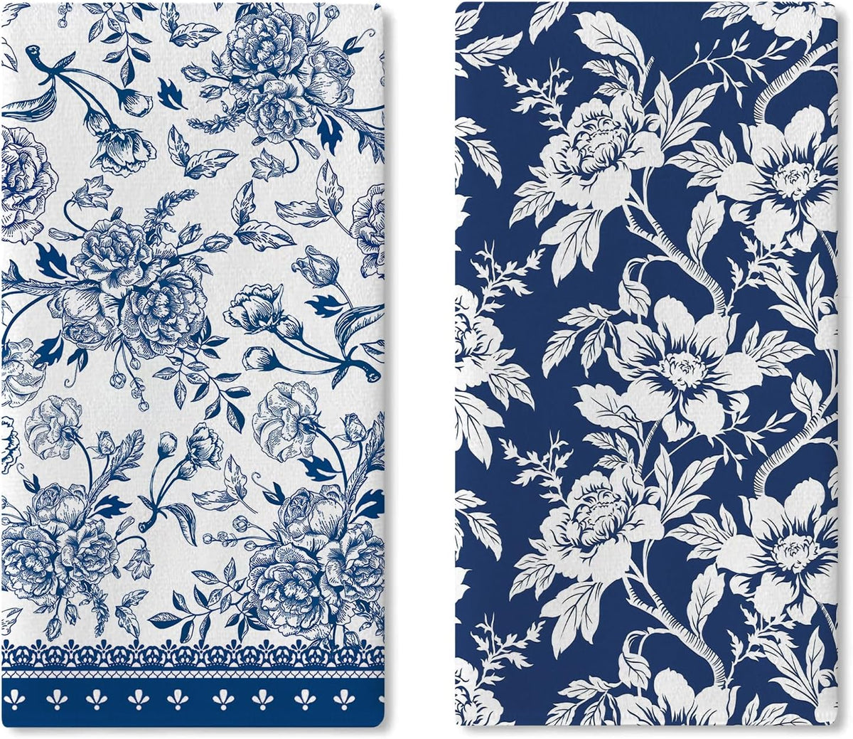 Vintage Floral Kitchen Towels, Set of 2