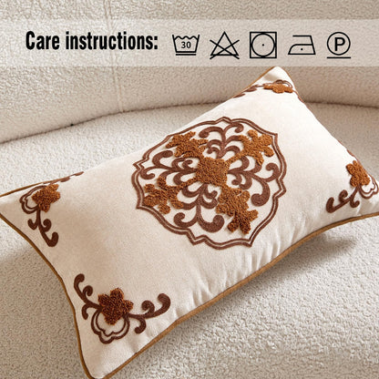 Chinoiserie Floral Chenille Pillow Cover