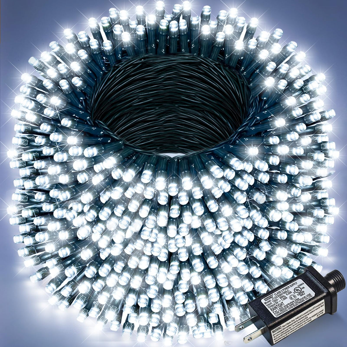 Blue and White Christmas Lights, 100 ft