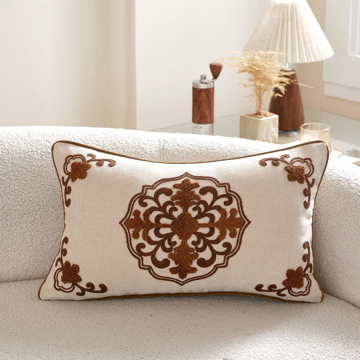 Chinoiserie Floral Chenille Pillow Cover