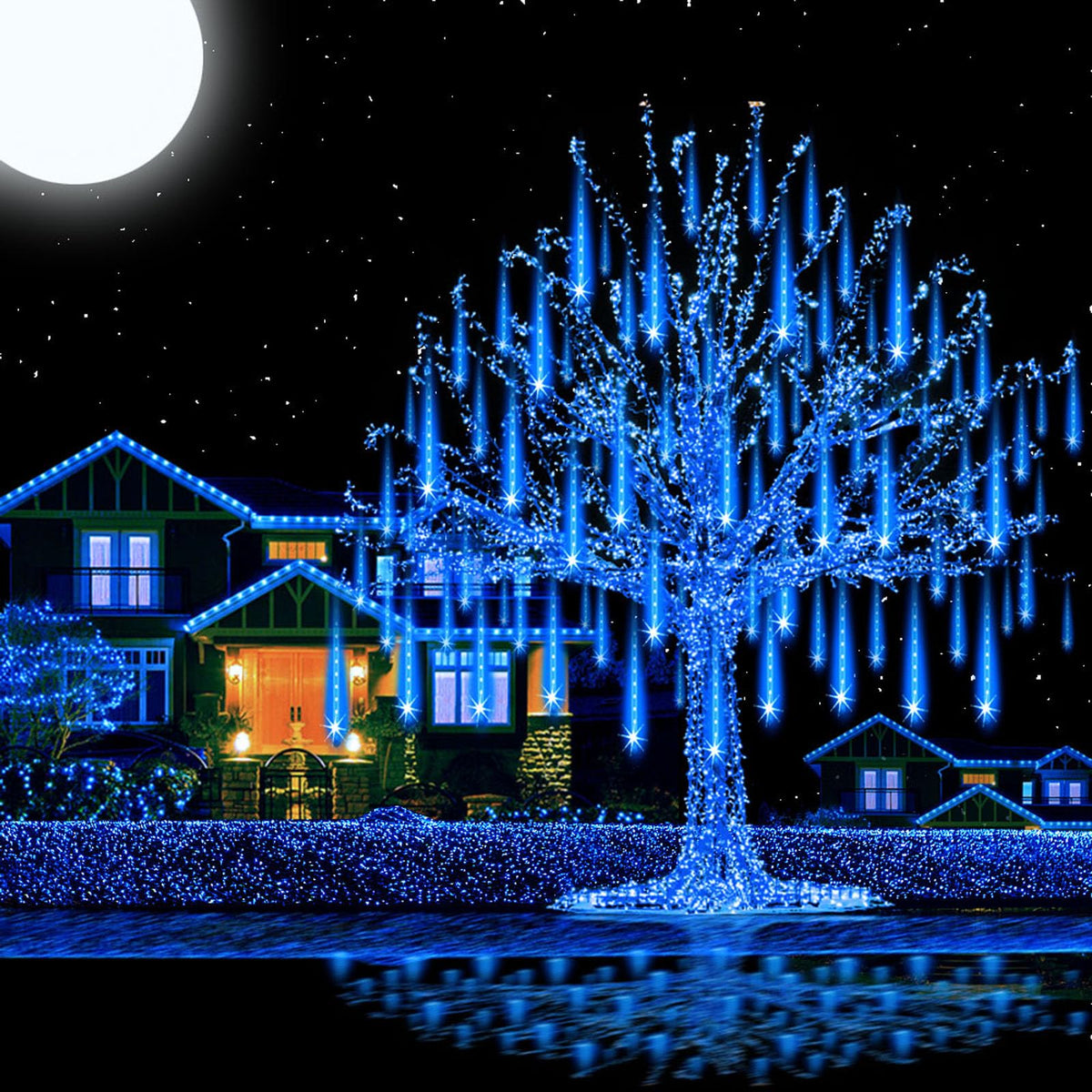 Aukora Blue Meteor Shower Lights