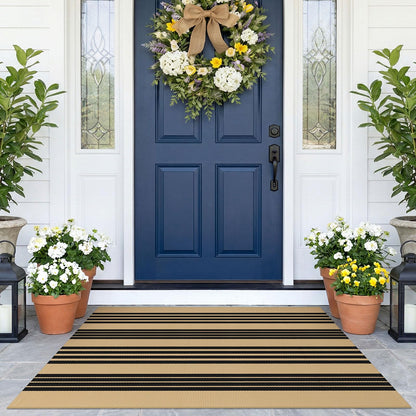 Navy and White Striped Cotton Rug, 28x43