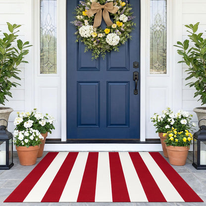 Navy and White Striped Cotton Rug, 28x43
