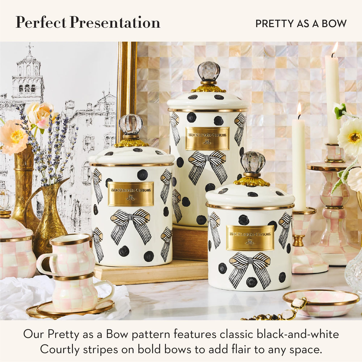 MacKenzie-Childs Enamel Canister Set, Royal Check