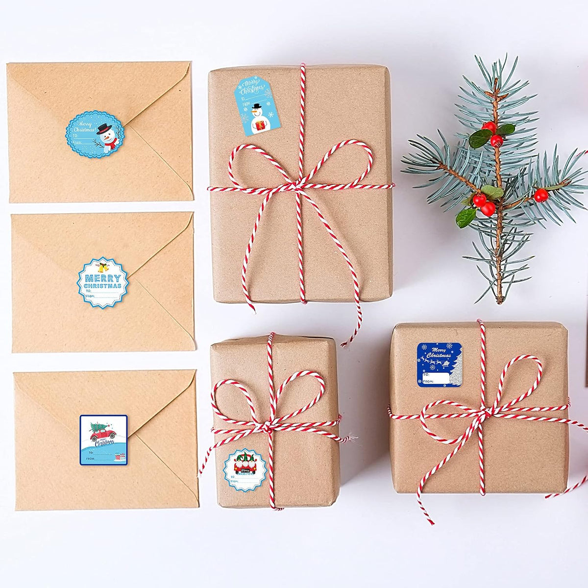 Blue Christmas Name Tag Stickers, 144 Pieces