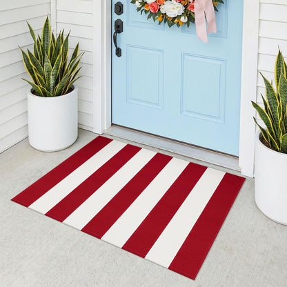 Navy and White Striped Cotton Rug, 28x43