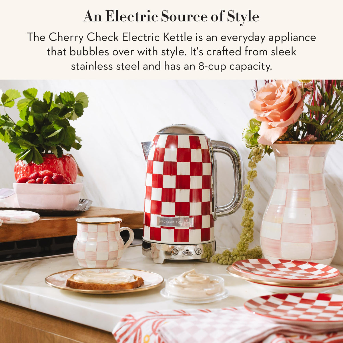 MacKenzie-Childs Electric Kettle, Royal Check
