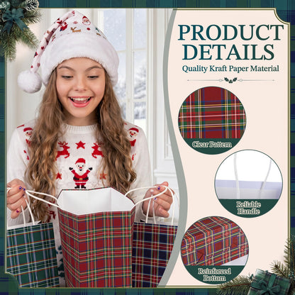 Blue Toile Christmas Kraft Gift Bags, Set of 18